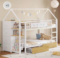 Twin size bunk beds with 10” mattresses