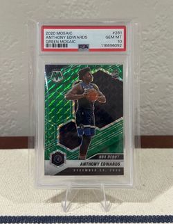2020-21 Panini Mosaic Anthony Edwards #261 Green Mosaic NBA Debut RC PSA 10 GEM MT