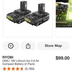 Ryobi 18 V 2 Ah Battery Pack