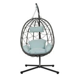 Wicker Hanging Egg Chair with Stand