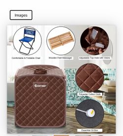 Costway Home Spa Portable Indoor Steam Sauna Tent with Chair and Foot Massager, Coffee