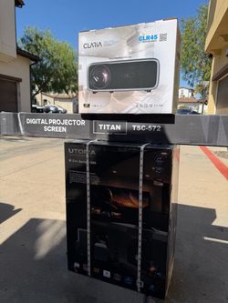 Projector with sounds system and screen