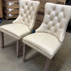 Leather Dining Chairs Set of 2 Upholstered Dining Room Chairs with Nailhead Trim, Sillas de Comedor Modernas 4, Wooden Kitchen Chairs for Dining Room,