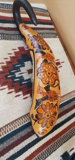 Hand - carved burned Aldean gourd art musical rain stick