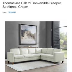 Thomasville Dillard Convertible Sleeper Sectional, Cream