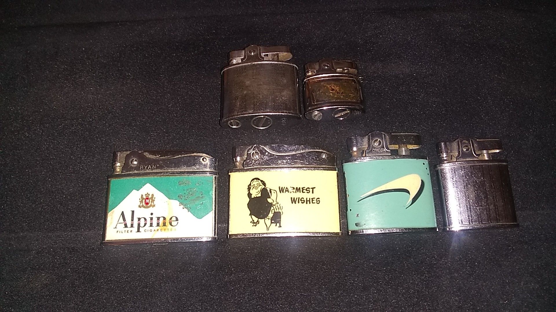 Vintage Lighter LOT Alpine Cigarettes,Ruby-Lite, Omega, Sprouse Reitz, PAC, Pacific