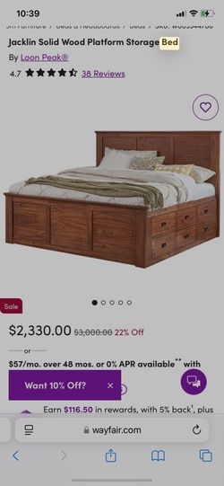 Bed - Jacklin Solid Wood Platform Storage Bed Pick Ups Only