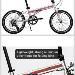 ZiZZO Liberte Plus 23 lb Lightweight Aluminum Alloy 20-Inch 8-Speed Folding Bicycle with Quick Release Wheels