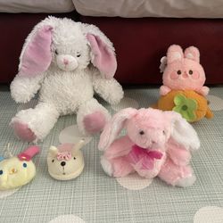 5 Stuffed Bunnies Plush Toys for Easter Decor Gift Set