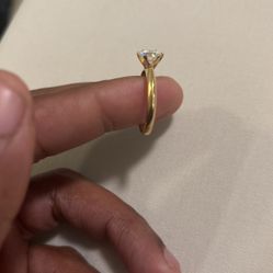 1 Carat Solitaire Ring 18k Gold Plated Over Sterling Silver 