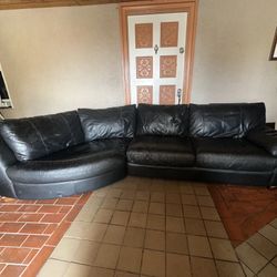 Genuine Black leather Couch