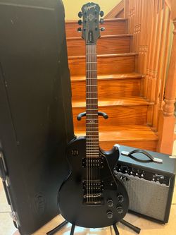 Epiphone Goth Les Paul w/ Hardshell Case, Fender Amp