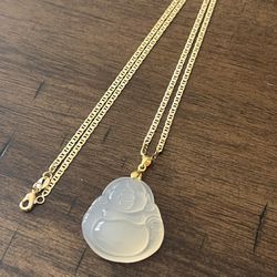 Gold Filled White Buddha With 24 Inch Mariner Chain Necklace