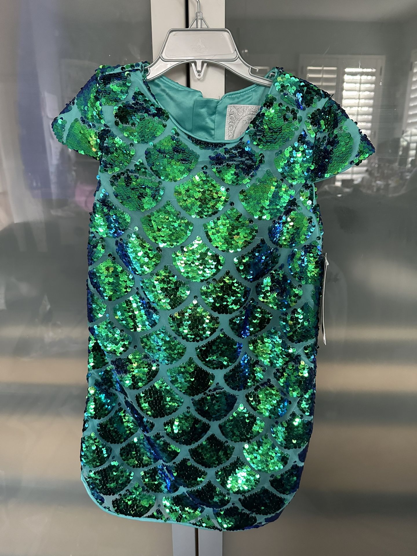 New Disney Couture Princess Ariel Sequin Fancy Girls 5 6 Mermaid Dress Size 5/6