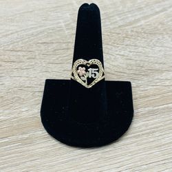 14K Tri Color “15” Ring