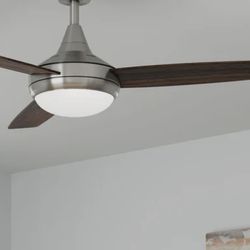Modern chrome 5 woodgrain blades ceiling Fan