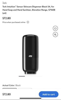 Tork Intuition Sensor Skincare Dispensers Black S4, For Hand Soap And Hand Sanitizer, Elevation Range, 571608 (Quantity 4) Black - Intuition