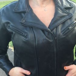 LEATHER BIKE JACKET-HIGH QUALITY LEATHER MADE BY CHEROKEE RESERVATION INDIAN TRIBE IN CHEROKEE, NC
