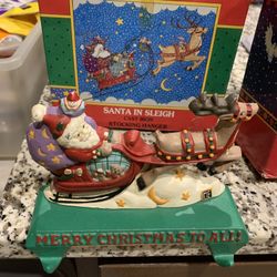 Vintage Mary Engelbreit Santa Claus Sleigh double stocking hanger 