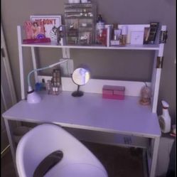 Super cute white desk with rolling chair