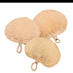 Natural Raffia Hand Fans (set Of 12)