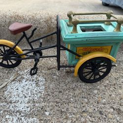 Wood & Metal Three Wheel Ice Cream Cart 