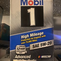 Brand New Mobil 1 5W-20 12 Qt Bag High Mileage Motor Oil 
