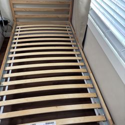 IKEA Twin Wood Bed Frame With Slatted Bed Base 