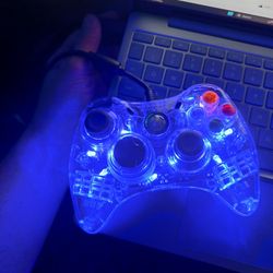Xbox/xbox One Xbox 360 Afterglow Clear Neon Blue Lit Backlit Controller