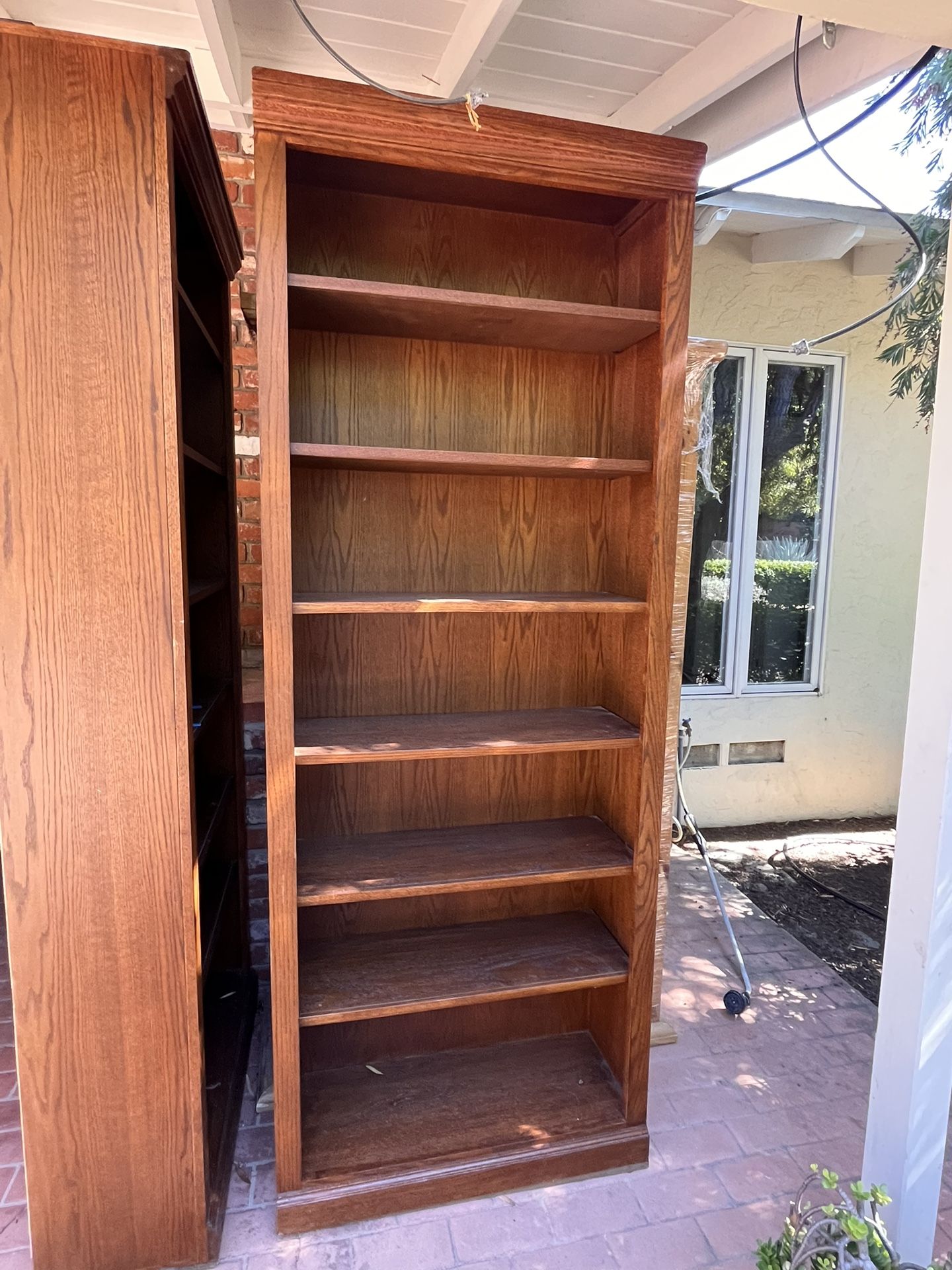 2 Tall Solid Wood Bookshelves β Sturdy & Great Condition