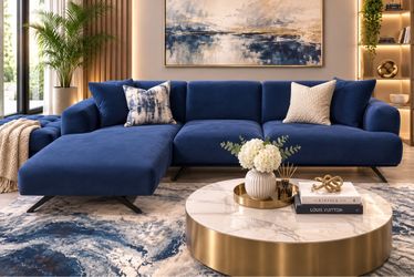NEW SECTIONAL BLUE VELVET 110x60