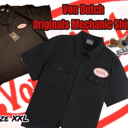 NWT Von Dutch Originals Mechanic Button Up Shirt - Size XXL - Black NEW 