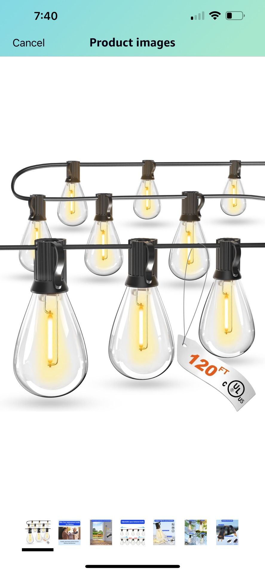 120FT LED Outdoor String Lights with 30+2 Edison Shatterproof Waterproof Bulbs, 2700K Commercial Grade Patio Lights, Heavy Duty Outside Hanging Outdoo