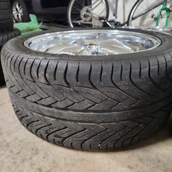 6 Tires And 4 Wheels  1 Wheel has a Damage  and 1 Rear has a same Damage  Check Out The size On  picture TIRES ON WHEELS ONLY HAS 50 MILES THEM