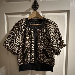 Sharagano studio short sleeve bomber jacket