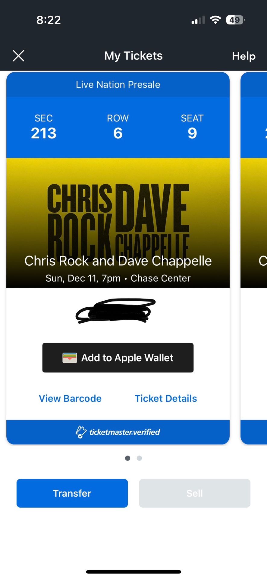 Dave Chappelle Chris Rock 2 Tickets Sec 213 Row 6 $170