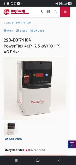Allen Bradley 22D-D017N104 PowerFlex 40P 10 Hp AC Drive 22D-D017N104