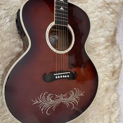 Jumbo Acoustic Guitar Esteban Amber Ice Rock ON Collection Limited Edition acoustic-electric OBO