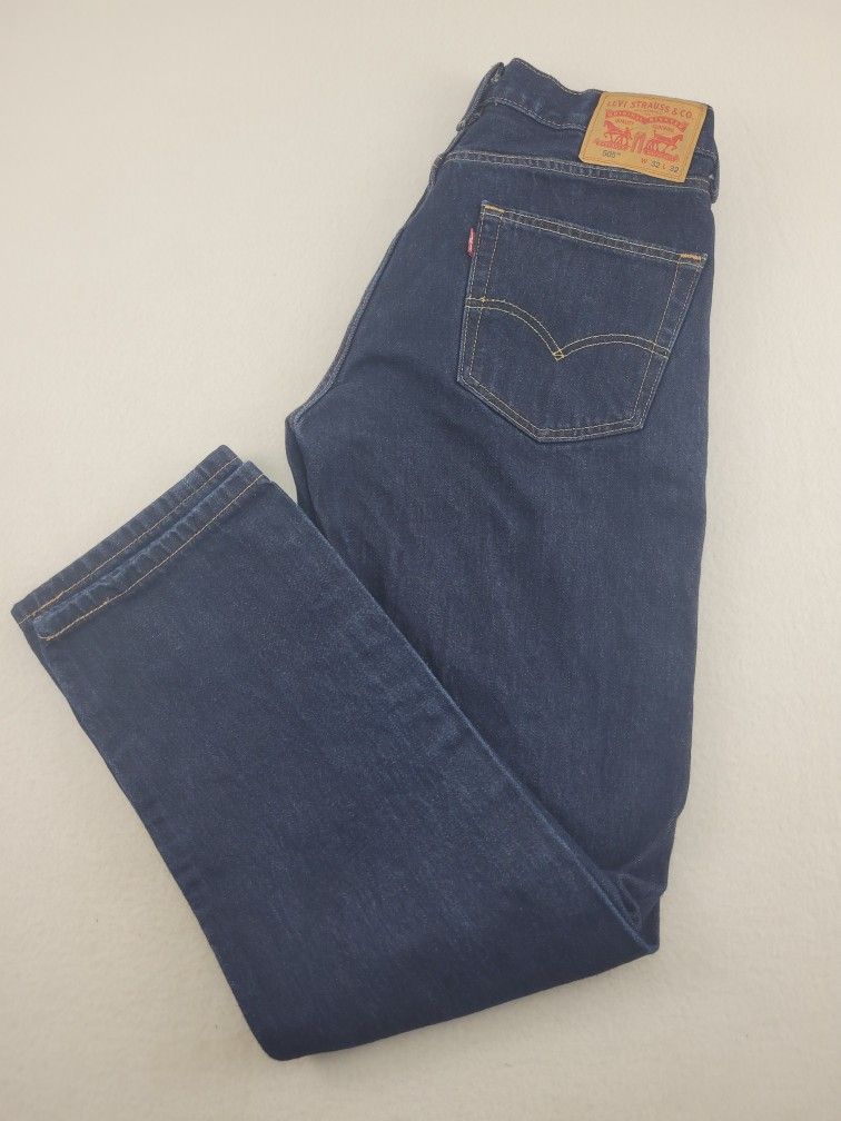 Levi's Straight Leg 505 Jeans Blue Denim Dark Wash Men's 32x32