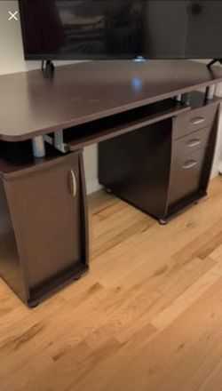 Dark Brown Computer Desk with Storage