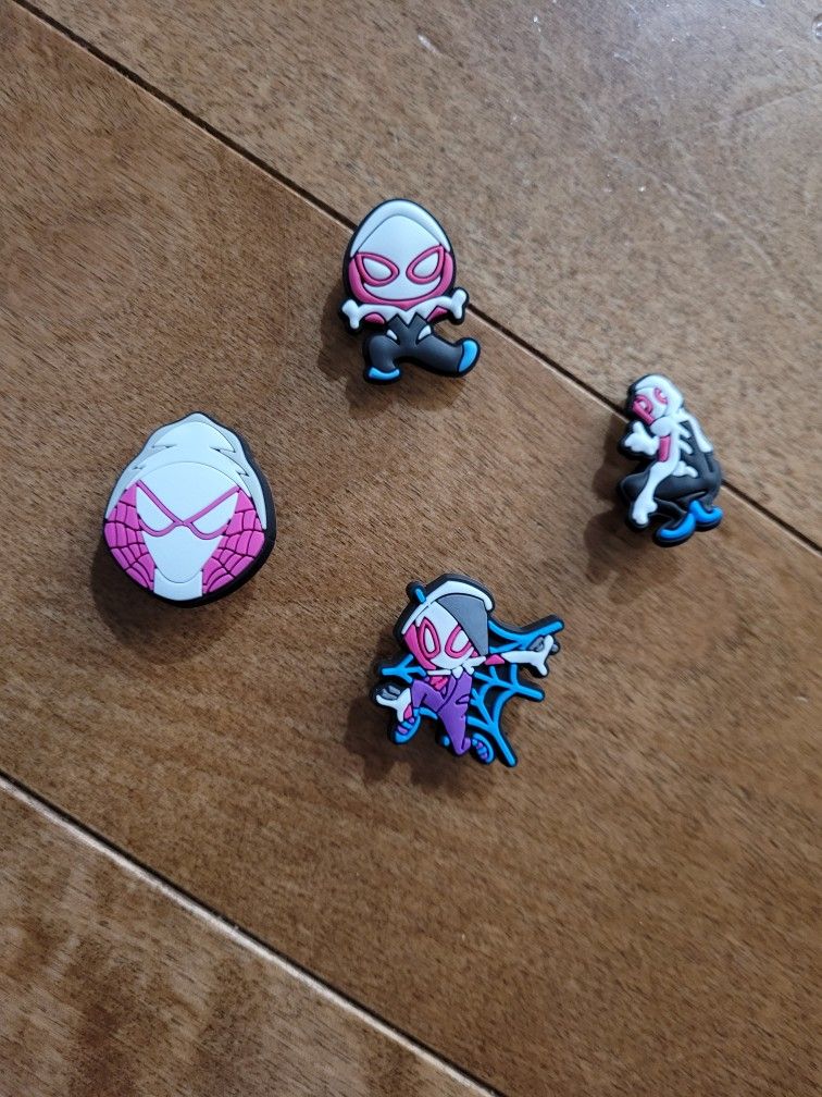 Lot Of 4 Croc Charms Spidergirl
