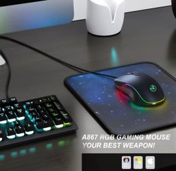 Wired Gaming Mouse, Ergonomic Optical Mouse 7 RGB Backlit Modes, 7 Programmable