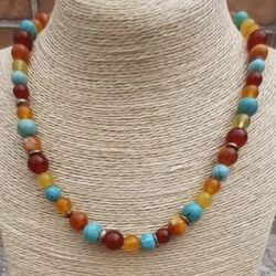 Amber Beads & Agate Stones

 Necklace