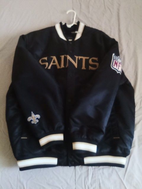 New Orleans Saints NFL Black  Satin Reebok Jacket Size XL