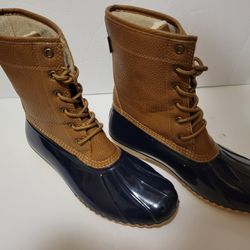 JBU Maplewood Waterproof Womens Duck Boots Size 9M, Brown/Blue