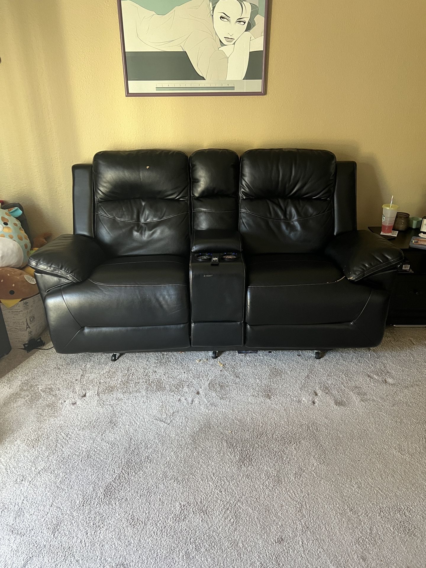 Two Seat Leather Recline Couch