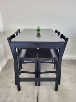 Black Wood Dining Table and 4 Chairs