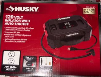 Husky Tire AIR COMPRESSOR INFLATOR 120 Volt Outlet Portable Auto Truck Bike Pump