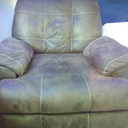 Brown Leather Suede Recliner 