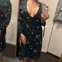 Green floral spring dress